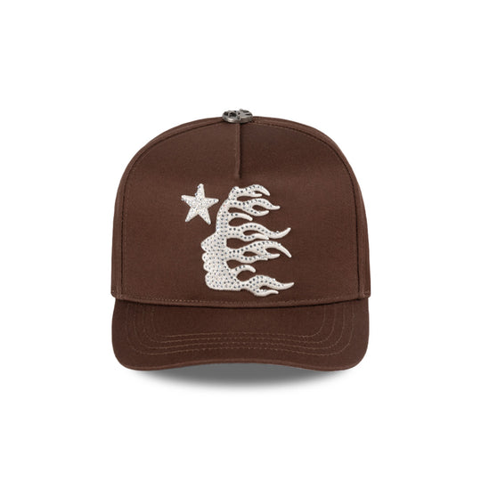 HELLSTAR SNAPBACK BROWN WITH RHINESTONE