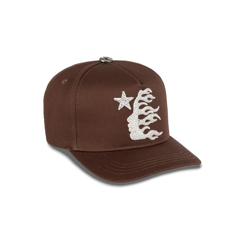 HELLSTAR SNAPBACK BROWN WITH RHINESTONE