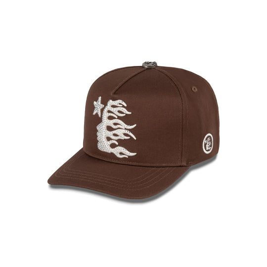 HELLSTAR SNAPBACK BROWN WITH RHINESTONE
